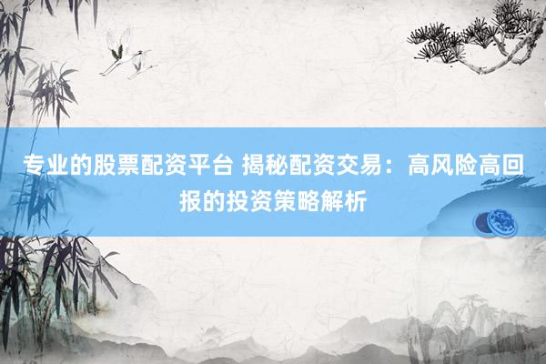 专业的股票配资平台 揭秘配资交易：高风险高回报的投资策略解析