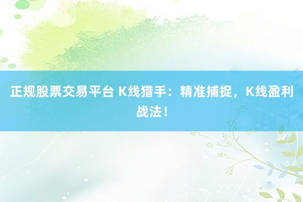 正规股票交易平台 K线猎手：精准捕捉，K线盈利战法！