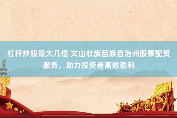 杠杆炒股最大几倍 文山壮族苗族自治州股票配资服务，助力投资者高效盈利