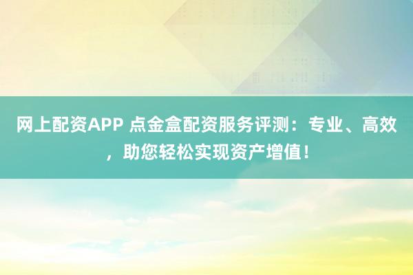 网上配资APP 点金盒配资服务评测：专业、高效，助您轻松实现资产增值！