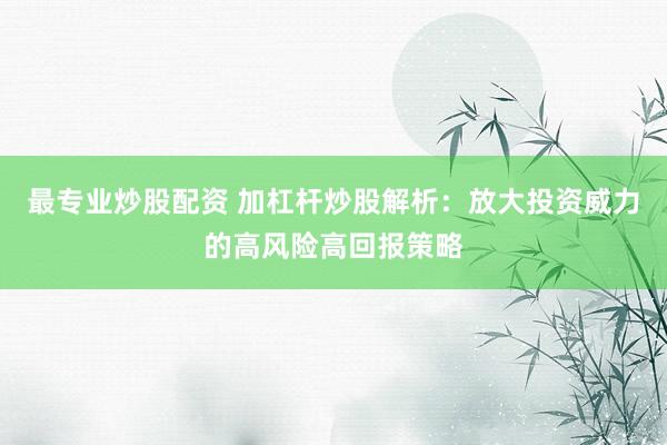 最专业炒股配资 加杠杆炒股解析：放大投资威力的高风险高回报策略