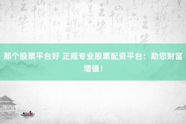 那个股票平台好 正规专业股票配资平台：助您财富增值！