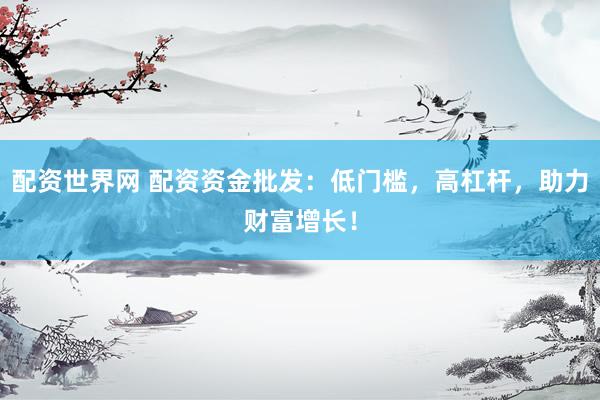配资世界网 配资资金批发：低门槛，高杠杆，助力财富增长！