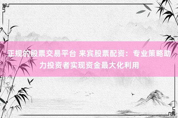 正规的股票交易平台 来宾股票配资：专业策略助力投资者实现资金最大化利用