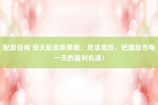 配资咨询 按天配资新策略：灵活高效，把握股市每一天的盈利机遇！