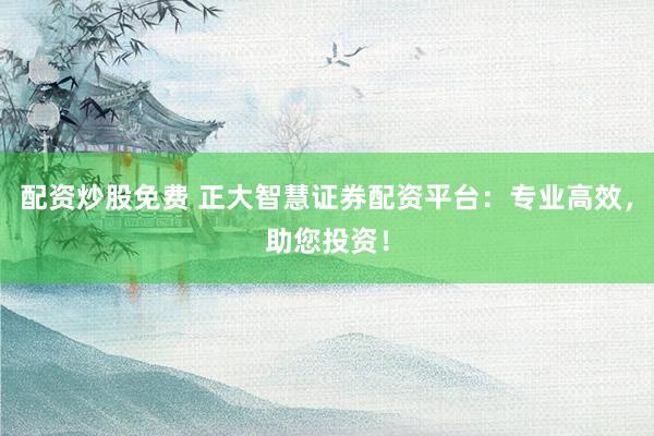 配资炒股免费 正大智慧证券配资平台:专业高效,助您投资!