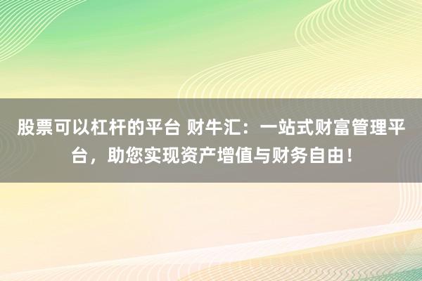 股票可以杠杆的平台 财牛汇：一站式财富管理平台，助您实现资产增值与财务自由！